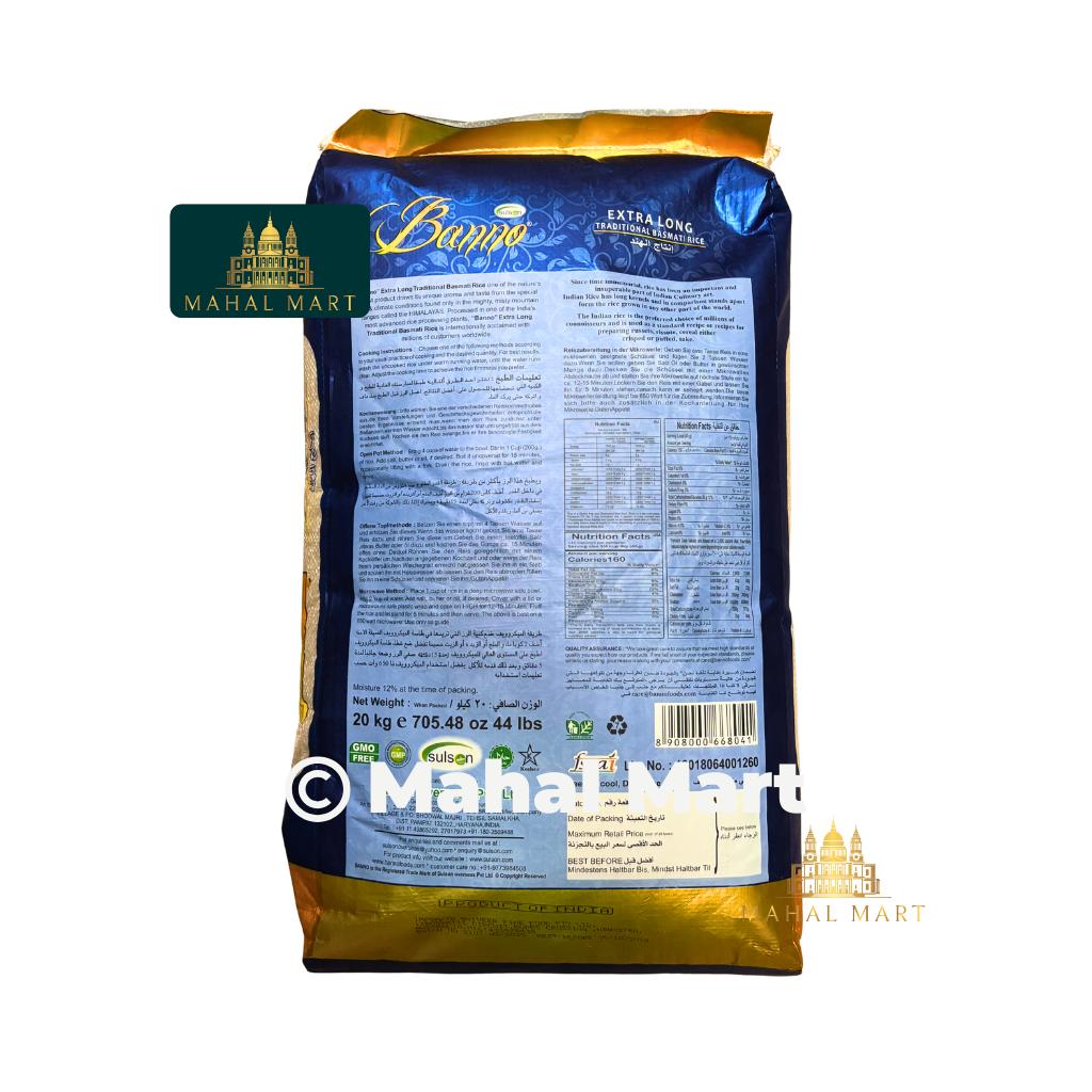 Banno Extra Long Traditional Basmati Rice 20kg