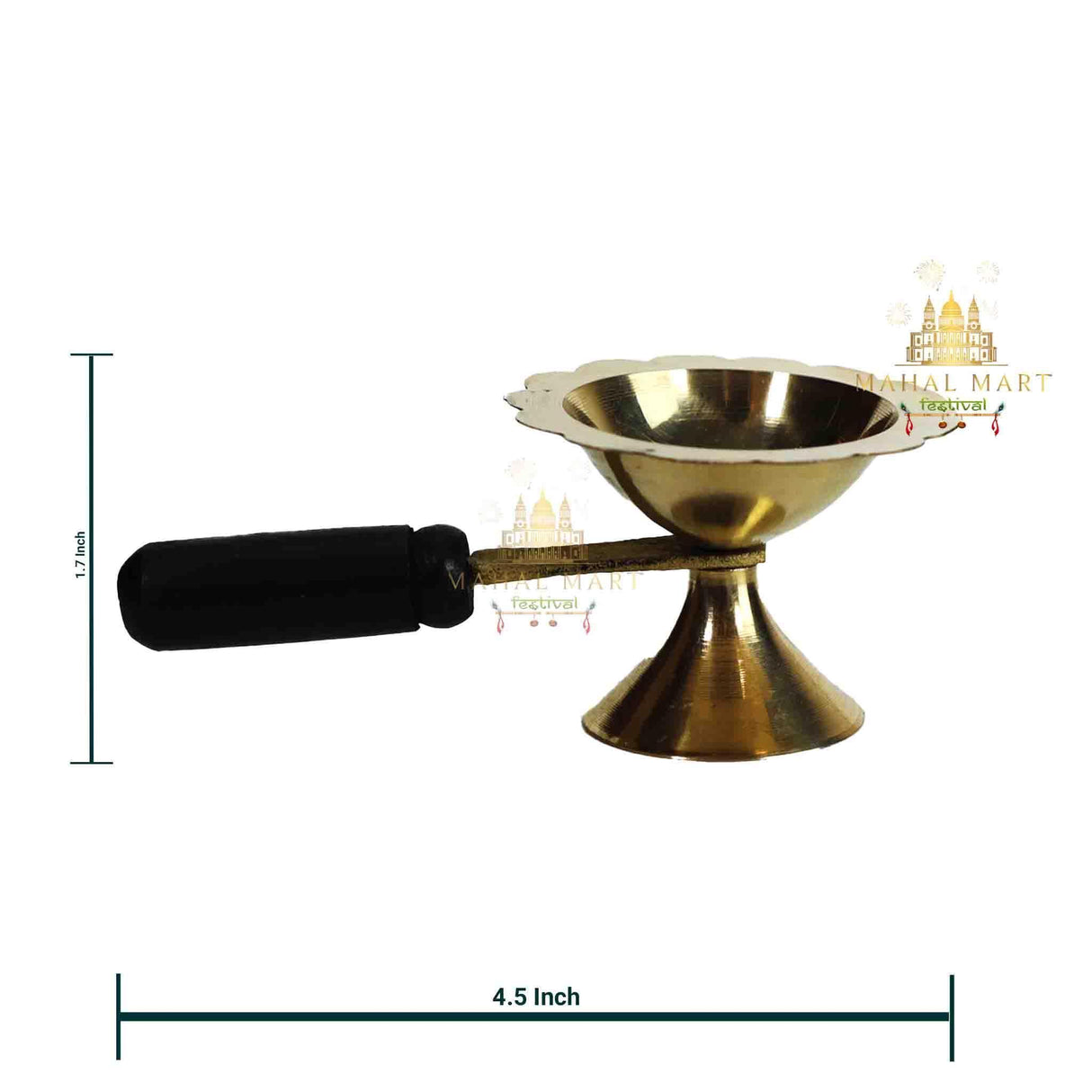 Brass Diya with Black Handle - Mahal Mart