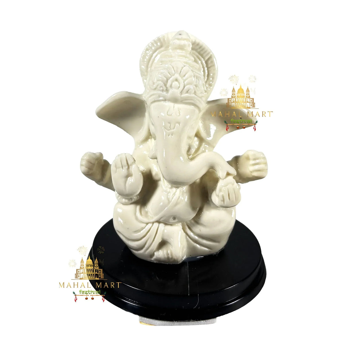 White Sitting Ganesh Idol