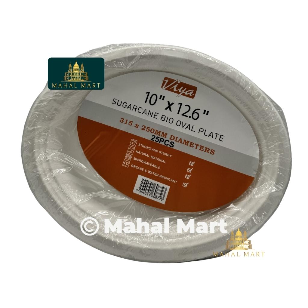 Viya Sugarcane Bio Oval Plate 25pcs