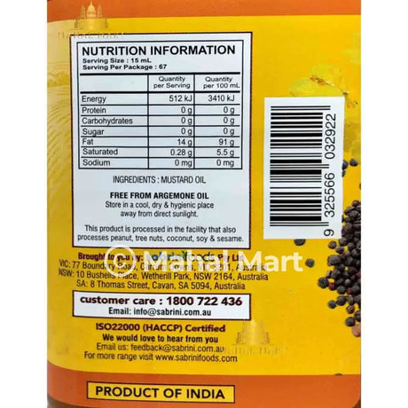 Miller Kachi Ghani Pure Mustard Oil 1ltr