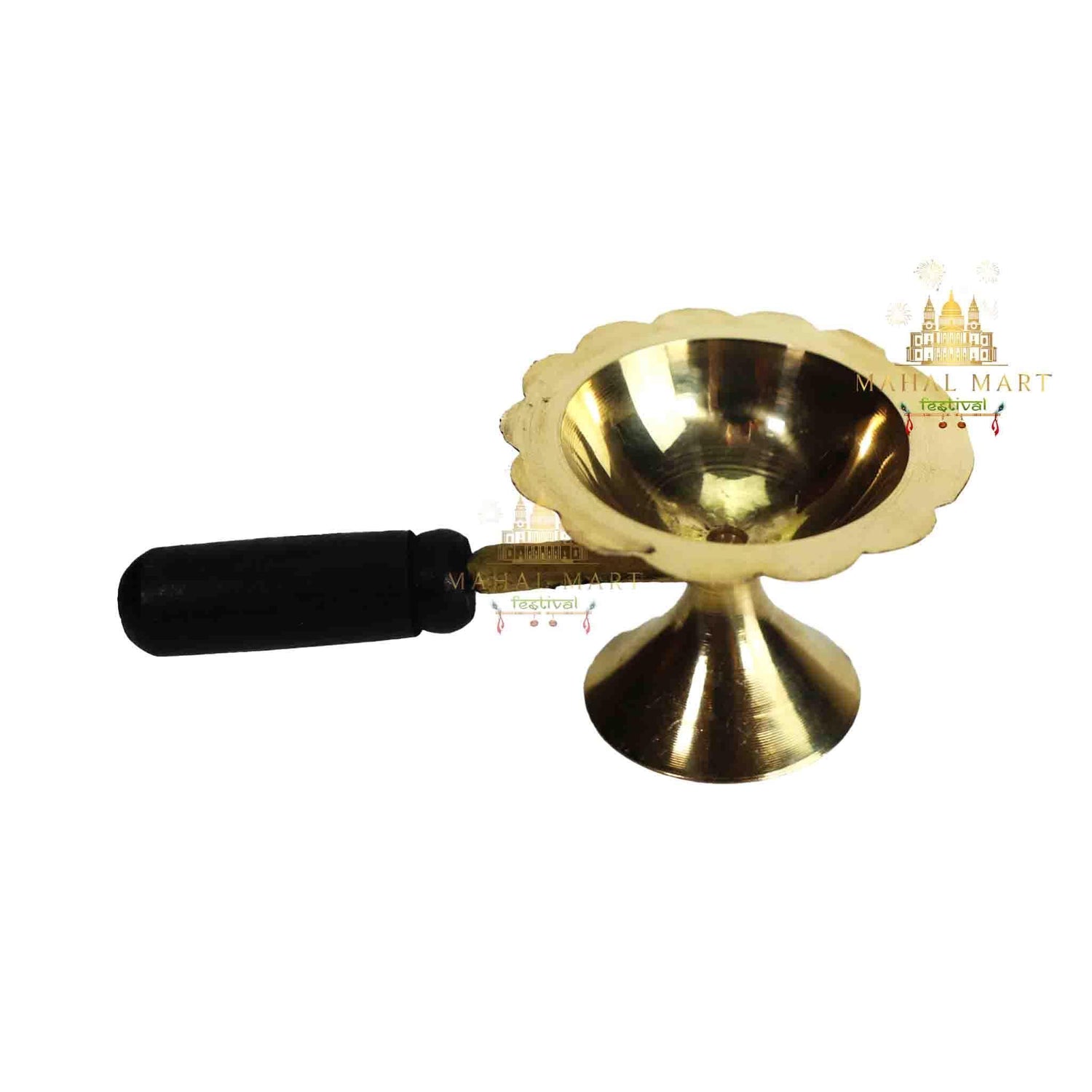 Brass Diya with Black Handle - Mahal Mart