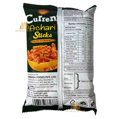 Yashoda Foods Current Achari Sticks 80g