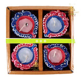 Navy Blue & Rosy Waxed Diya Candle