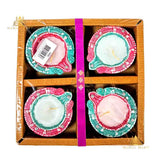 Mint Green & Rosy Candle Diya