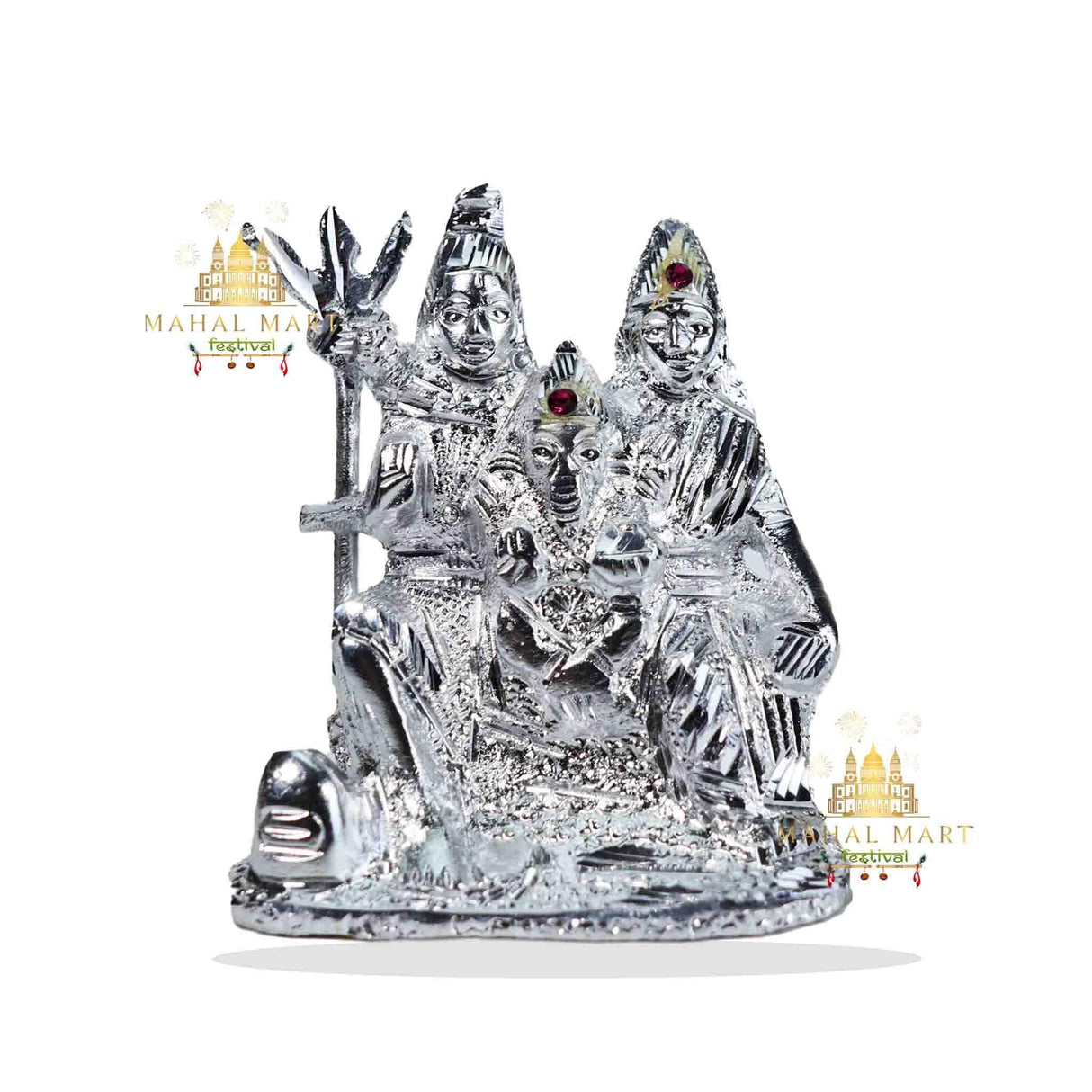 Shiv Pariwar in Silver-Painted - Mahal Mart