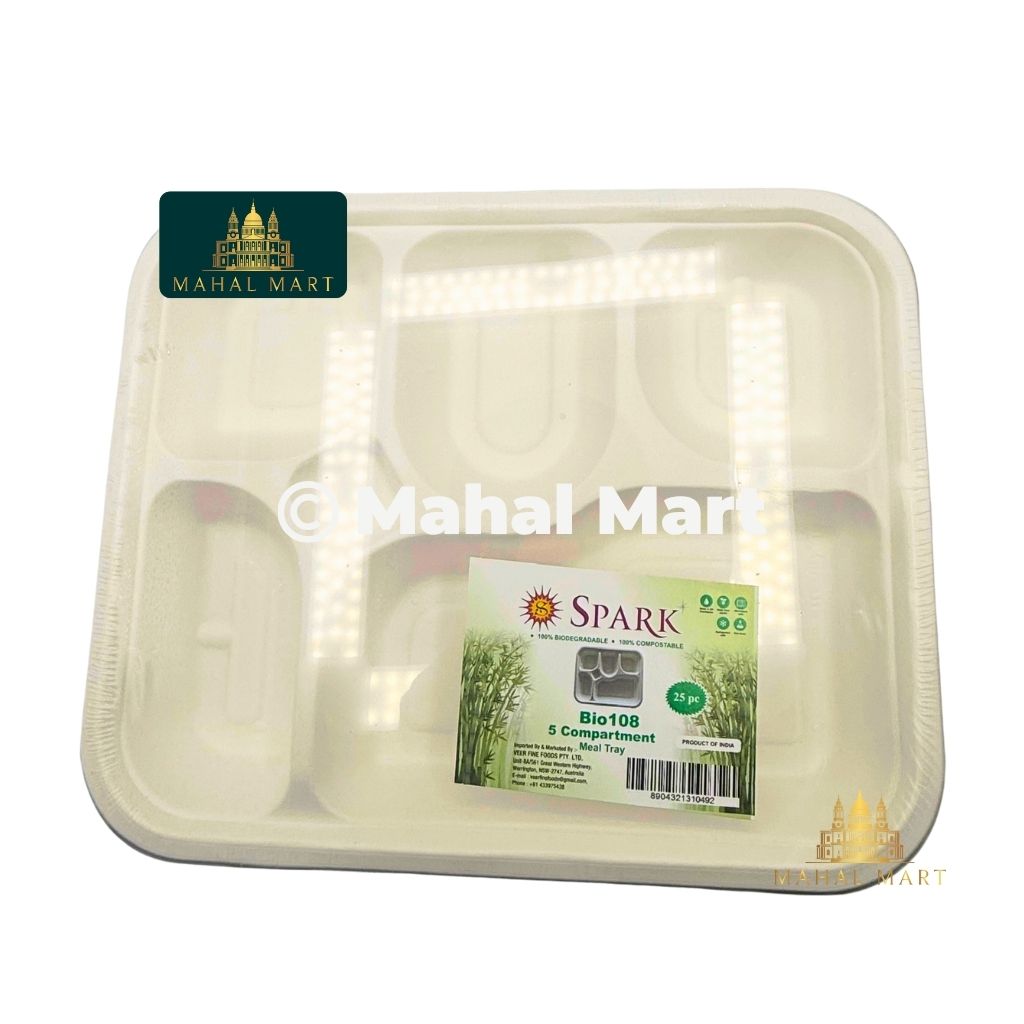 Spark 5 Compartment Meal Tray 25 pcs